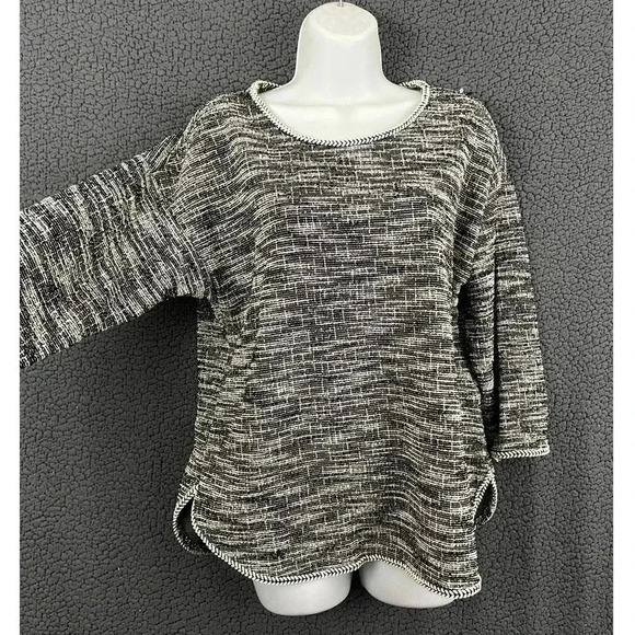 Max Studio Black White Pullover Sweater Top MEDIUM Polyester Blend - Picture 8 of 8